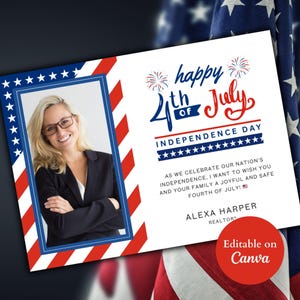 Grundpostkarten 4. Juli, Realtor Marketing, Unabhängigkeitstag, Sommer Karte, Realtor Postkarte, Canva