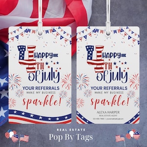 4th of July Pop By Tags, Summer Real Estate Pop By Printable Tags, Independence Day Gift Tags, Realtor Client Gifts, Real Estate Marketing