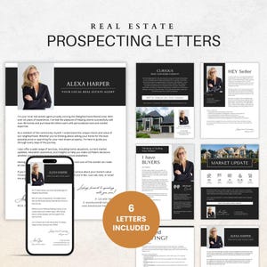 Pacchetto di lettere per immobili di lusso, lettere per agenti immobiliari, ricerca di clienti, vendita diretta (FSBO), annunci scaduti, presentazione di nuovi agenti, modello Canva per aggiornamenti di mercato