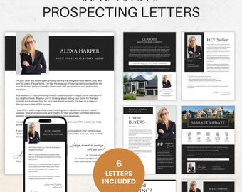 Luxury Real Estate Letter Bundle, Realtor Farming Letters, Prospecting, FSBO, Expired Listing, New Agent Intro, Market Update Canva Template