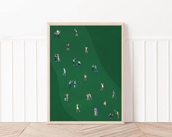 Golf art family tiny people golf art print mini golfers art golf gift for kids modern golf art retirement gift golf office decor printable