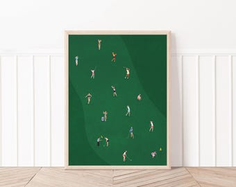 Golf print women tiny people women golfers art print golf gift for women golf decor wall art printable golf art modern golf decor
