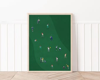 Golf art print men tiny people golfers men golf gift for men retirement gift modern golf art minimalist printable golf art print