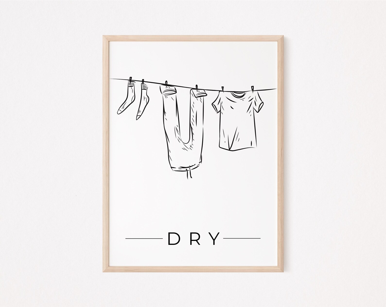 Laundry Room Art Print Set of 4 Black and White Minimalist Wash Dry ...