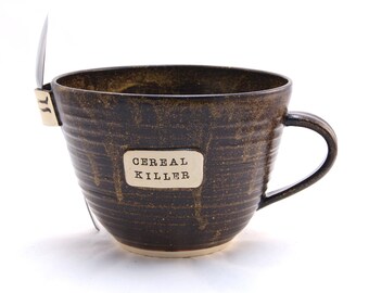 Cereal Killer Bowl- Couch Edition - Really, Really Big Cereal Bowl with Spoon Holder and Handle