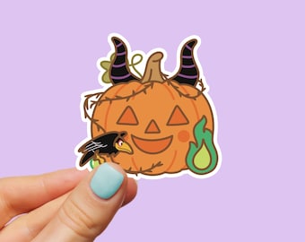 Calcomanía de calabaza inspirada en Maléfica: vinilo de Halloween de la villana de la Bella Durmiente (resistente al agua)