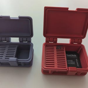 3D Printed MicroSD Card Storage Case – Compact Organizer for MicroSD & Adapter | Travel-Friendly Memory Card Holder