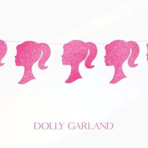 Retro Pink Dolly Garland | Let&#39;s Go Party Banner | Birthday, Bachelorette Party Decor | Malibu Girl Decor