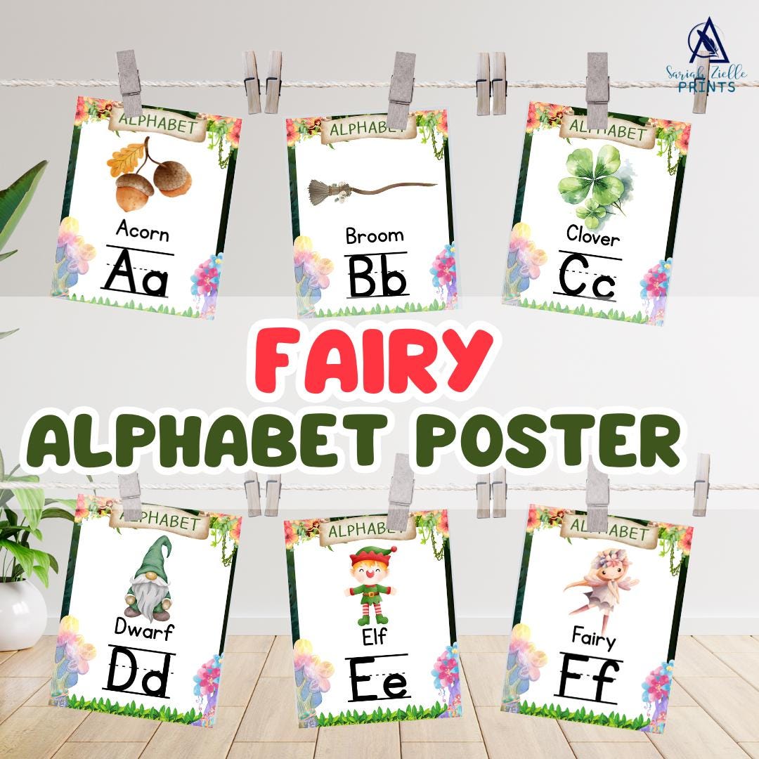Fairy Alphabet Posters A-Z: Magic ABC Wall Art (PDF & PNG Download 8 ...