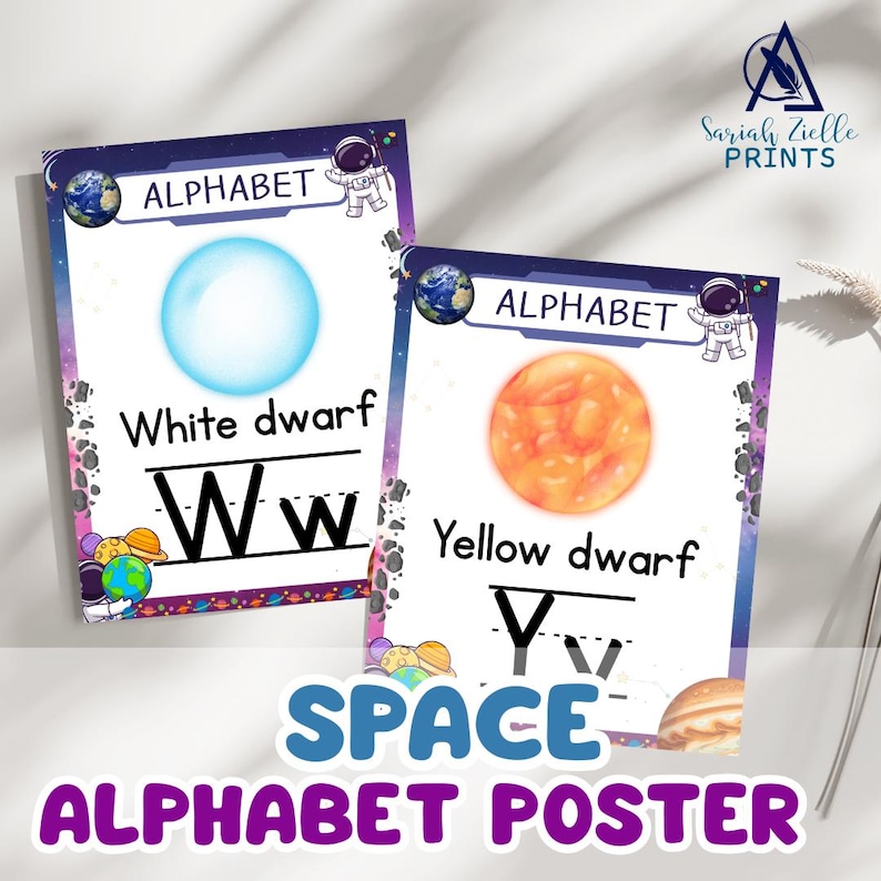 Space Alphabet Posters A-Z: Outer Space ABC Wall Art (PDF & PNG ...