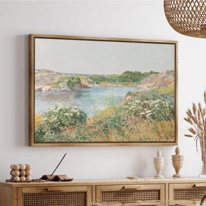 Vintage Wildflowers field Landscape | Rustic Framed Canvas Prints |  Framed Print with Hanging kit
