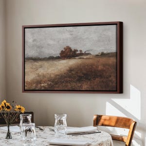 Vintage Wildflowers field Landscape | Rustic Framed Canvas Prints |  Framed Print with Hanging kit