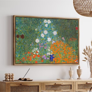 Gustav Klimt &#39;Cottage Garden&#39; Framed Canvas Art Print