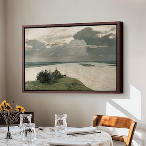 Vintage Wildflowers field Landscape | Rustic Framed Canvas Prints |  Framed Print with Hanging kit