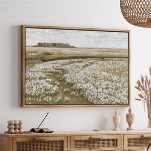 Vintage Wildflowers field Landscape | Rustic Framed Canvas Prints |  Framed Print with Hanging kit
