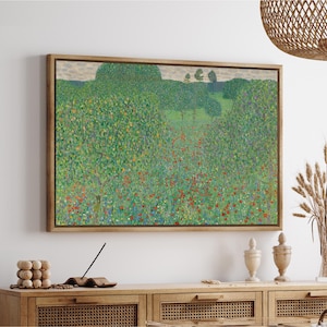 Gustav Klimt &#39;Poppy Field&#39; Framed Canvas Art Print