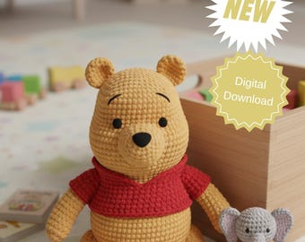 Handmade Crochet Winnie the Pooh Plush –  Amigurumi Toy for Kids & Collectors
