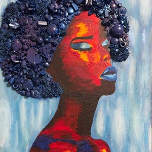 Schönheit in Farbe: Afrocentric Mixed Media Original Gemälde