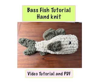 Bass Fish/Chunk Knit pattern/Finger knitting/Fishing/Snuggler/Lovie