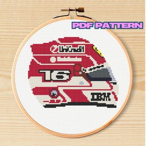 Charles Leclerc 2025 Helmet Cross Stitch Pattern Instant PDF Download