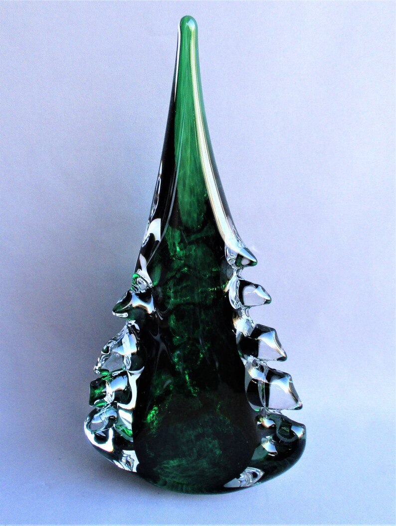 Hand Blown Art Glass Christmas Tree LargeForest Green Color Etsy