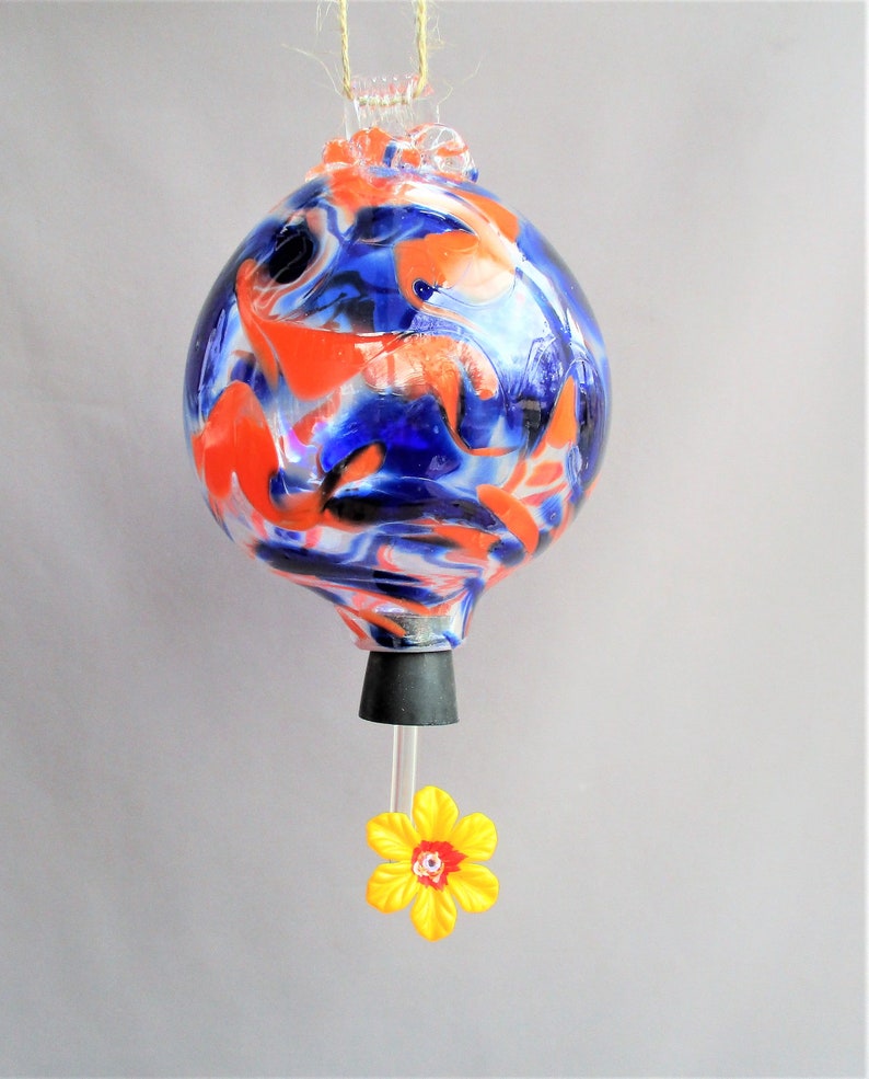 Hand Blown Art Glass Hummingbird Feeder Etsy