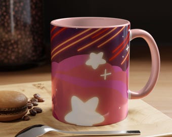 Lesbian Pride Coffee Mug, Shooting Stars & Clouds, 11oz Gift