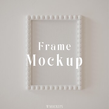 Bobbin beads picture frame mockup, A ratio, Vertical frame, Minimalistic clean mockup, Y2K poster, Funky frame mockup, Preppy mockup PSD