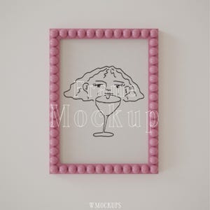 Barbie Pink Bobbin Perlen Rahmen Mockup, A Ratio, Vertikaler Rahmen, Minimalistisches Modell, trendiger Rahmen, flippiger Rahmen, Preppy Print Mockup PSD