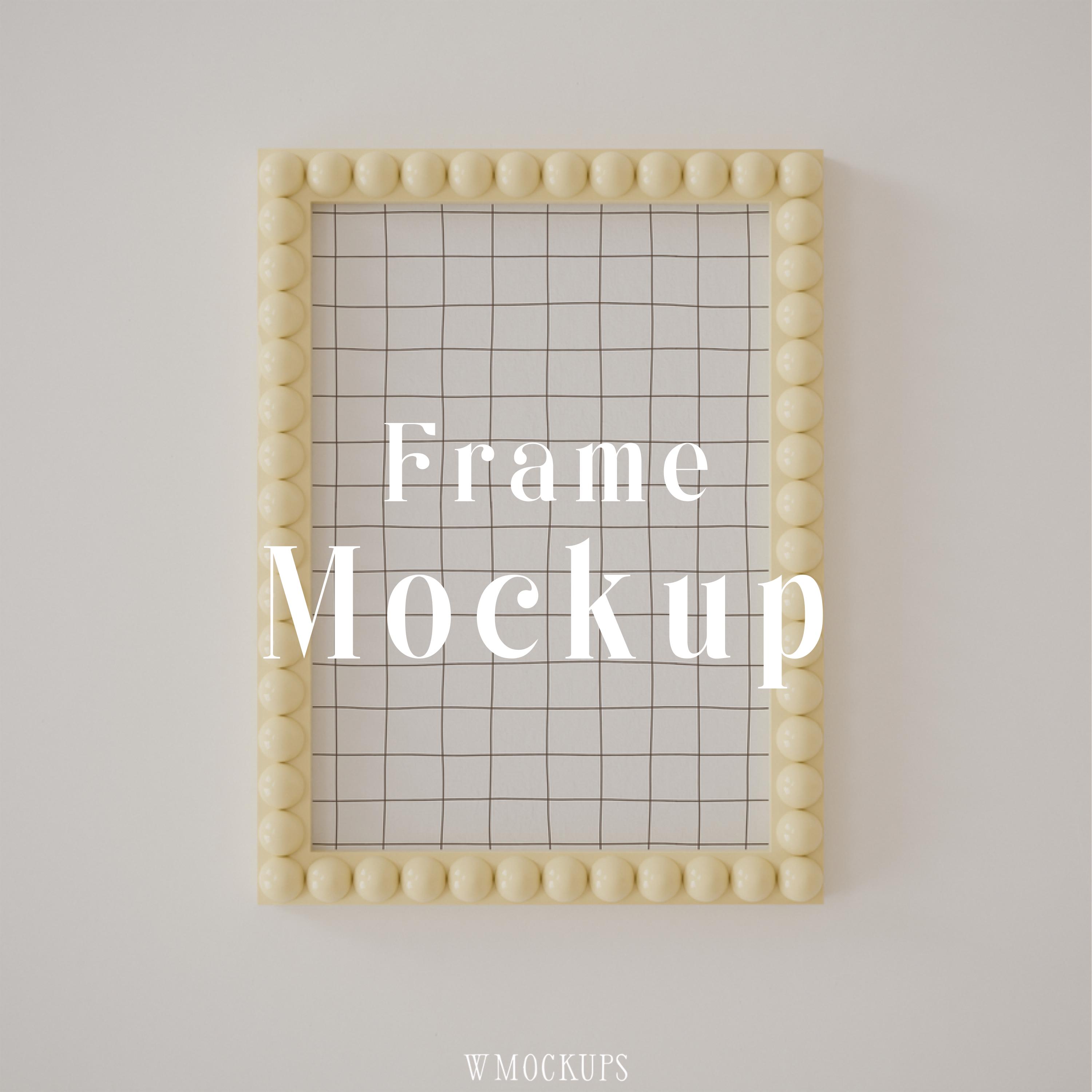 Butter Yellow Bobbin Beads Frame Mockup, A Ratio, Vertical Frame ...