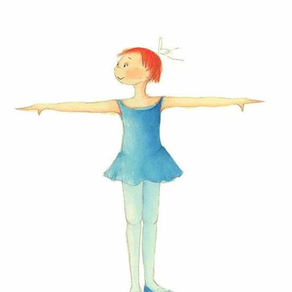 Ballet Dance Art-8"x10" Print- Girl Child Dancer Ballerina-Redheads Gingers-Blue Teal-Watercolor-Illustration-WallArt Decor-Kids Room-Gift