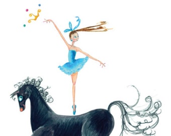 馬術アート - 8インチ×10インチのオリジナルイラストプリント