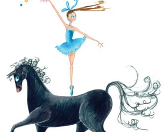 馬術アート - 8インチ×10インチのオリジナルイラストプリント