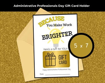 Administrative Professionals Day Gift Card Holder, Secretaries Day Gift, Teacher Thank You, Printable Card Holder, Coffee Card Holder