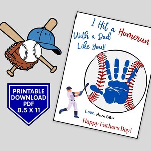 Huella de mano de béisbol para el Día del Padre, Manualidad con huella de mano de béisbol, Papá del béisbol, Regalo con huella de mano para niño, El mejor papá del mundo, Papá primerizo, Arte con huella de mano