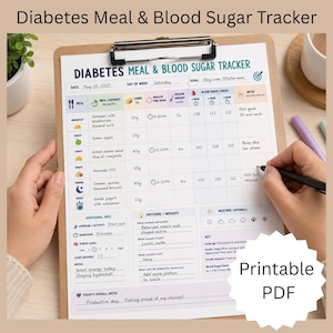 Diabetes Meal & Blood Sugar Tracker, Diabetes Tracker, Blood Sugar Log, T1D Tracker, Food Diary, Carb Counter, Insulin Tracker