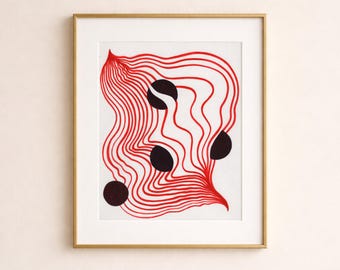 Impresión de línea Giclée 5X7: Ilustración digital original en papel mate