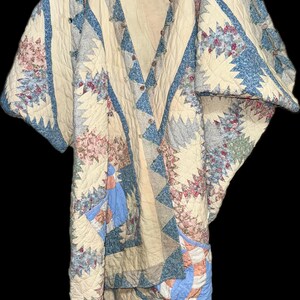 Hand-sewn Patchwork Quilted Floor-Length Cape with Crystals