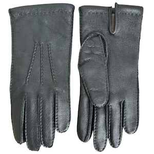 Men&#39;s deerskin winter leather gloves black hand sewn
