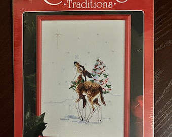 Bucilla Christmas Traditions Deer Crossstitch kit