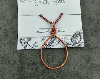 minimalist copper pendant necklace with copper chain