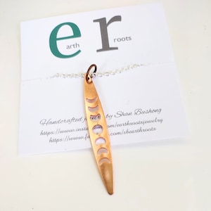 minimalist copper phases of the moon necklace//boho style//copper necklace//copper jewelry//moon jewelry