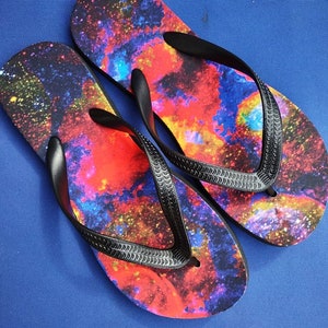 colorful galaxy flip flops summer beach footwear shoes