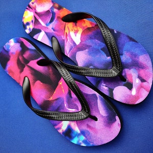 Bright floral printed flip flops sandals summer shoes