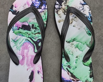 Modern printed flip flops