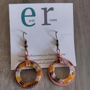 Boho style copper hoop and resin earrings//copper earrings//copper jewelry//boho earrings//jewelry image 3