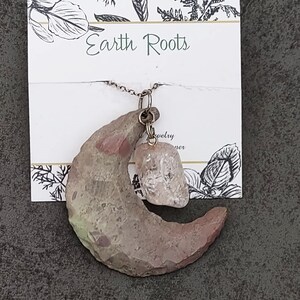 Jasper moon pendant necklace