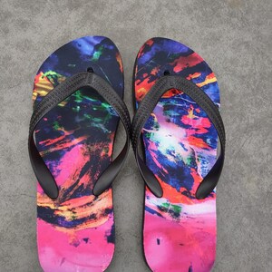 Tropical floral summer flip flops sandals