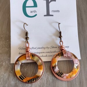 Boho style copper hoop and resin earrings//copper earrings//copper jewelry//boho earrings//jewelry image 5