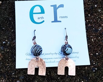boho style copper and malachite gemstone earrings//earrings//jewelry